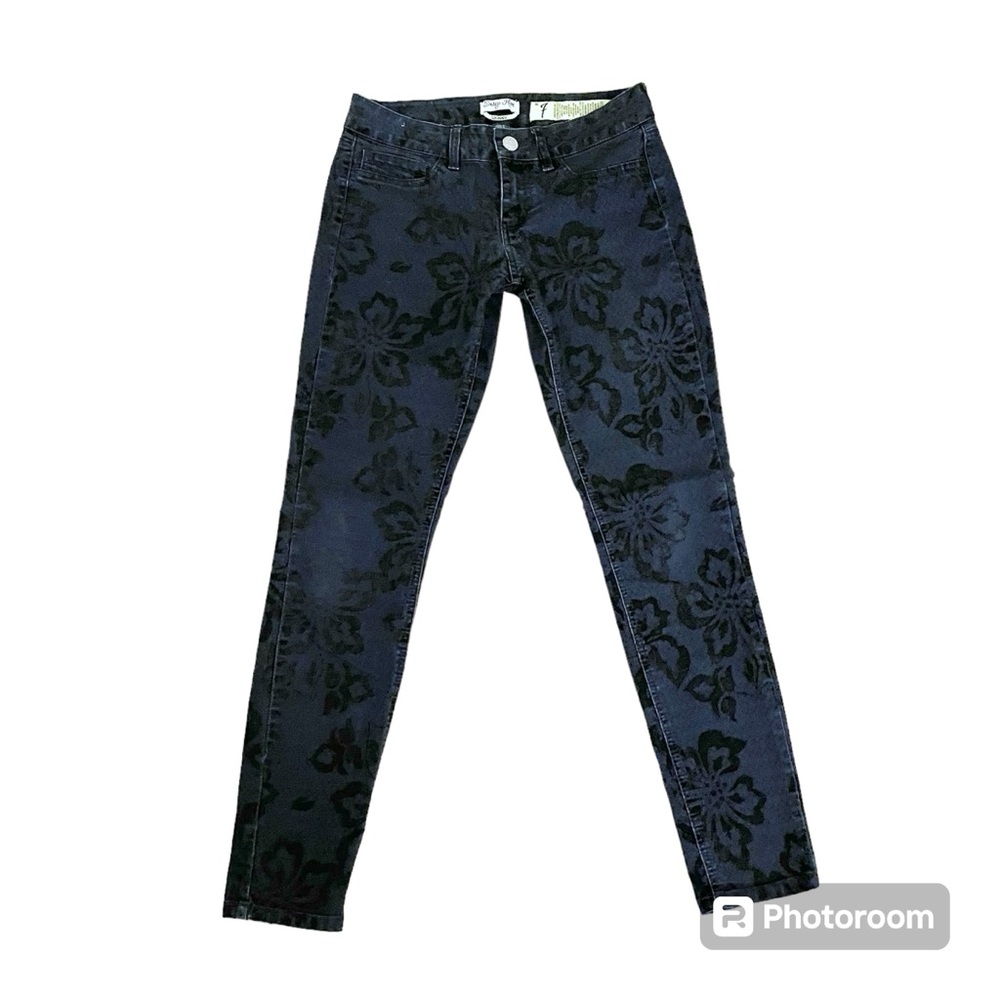 Indigo Rein Skinny Jeans Flower Pattern Size 7 EUC